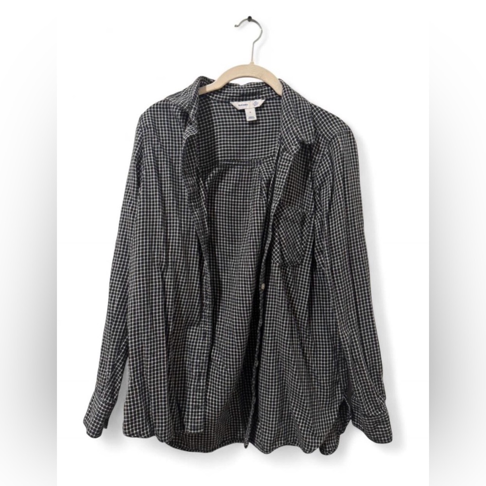 Old Navy Women’s Black and White Gingham Flannel Shirt